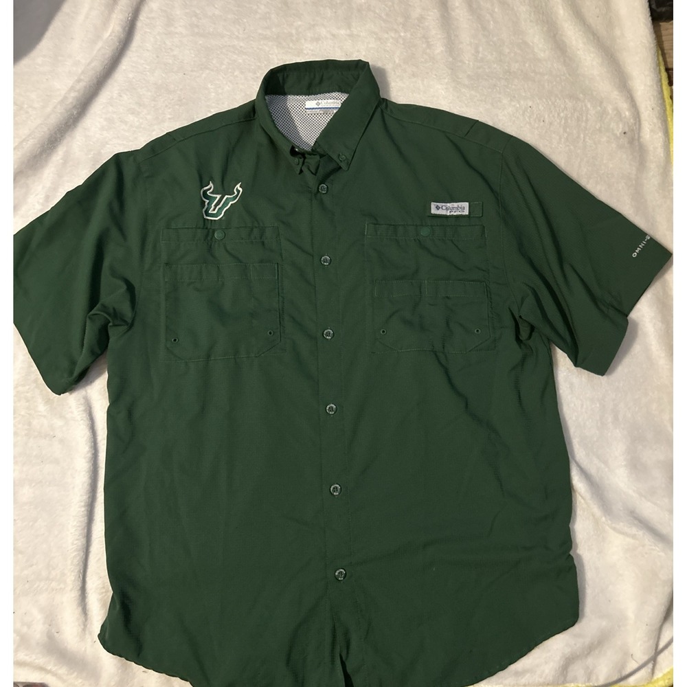 Columbia NCAA  Southern Florida Men's Green ‎ Vented Fishing Shirt M